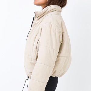 princess polly “polly puffer jacket” beige